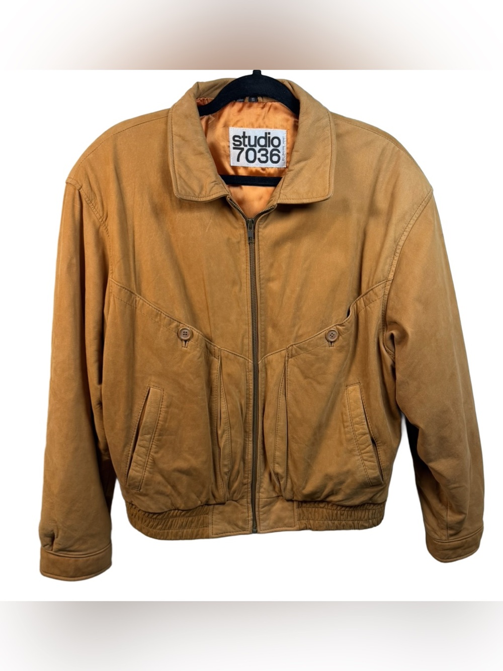 Studio 7036 Tan leather Bomber Jacket